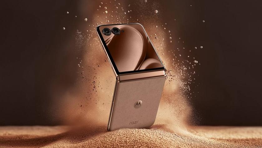 Motorola Razr 50 Ultra in Pantone Mocha Mousse 2025 vegan leather finish