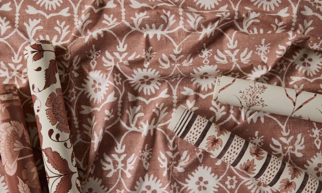 Spoonflower wallpaper and fabric designs in Pantone Mocha Mousse Color of the Year 2025