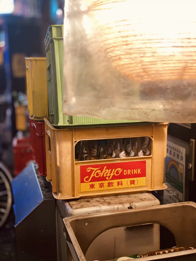 crate of drinks at a Japanese market