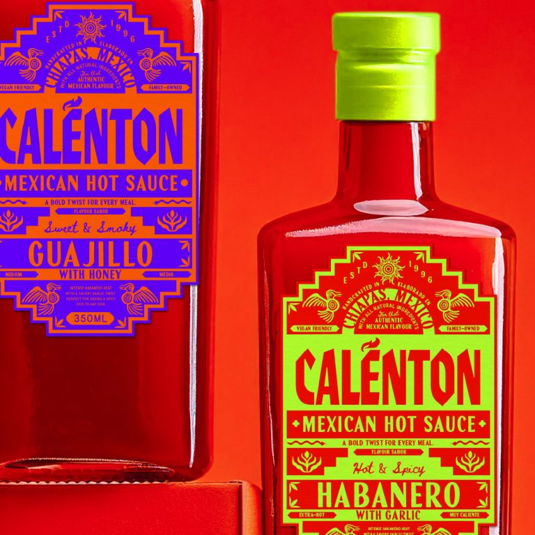 Hot sauce packaging using bold colour and typography to express graphic design trends 2026 through cultural storytelling and emotional impact.