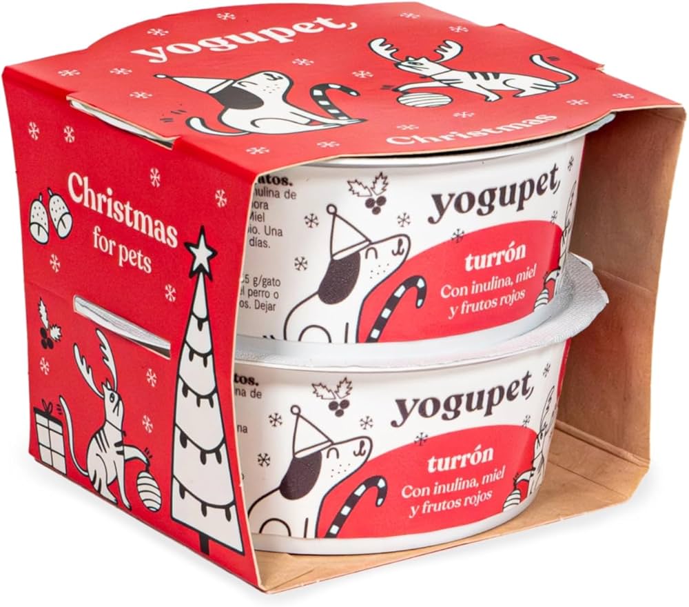 Festive pet yogurt packaging showing humanisation in petcare trends