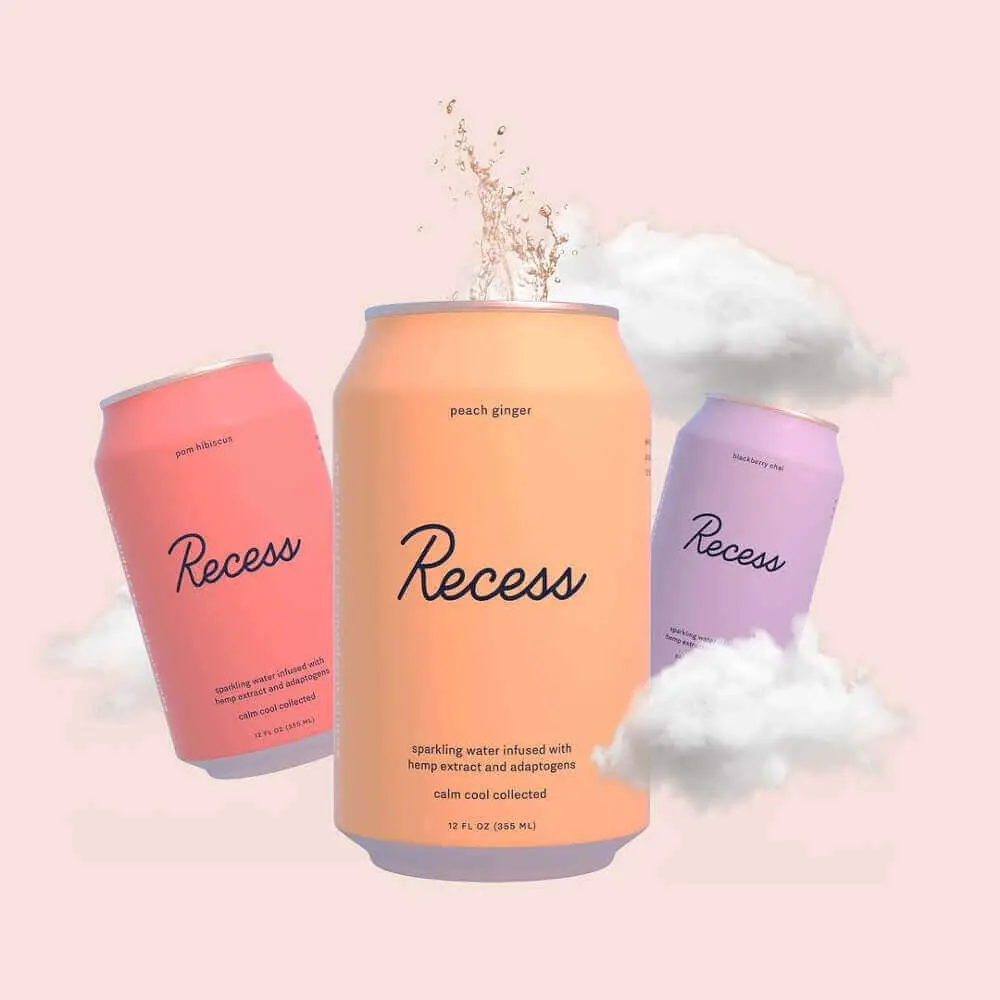 Recess sparkling beverages infused with adaptogens illustrating the rise of functional drinks for calm and wellbeing.