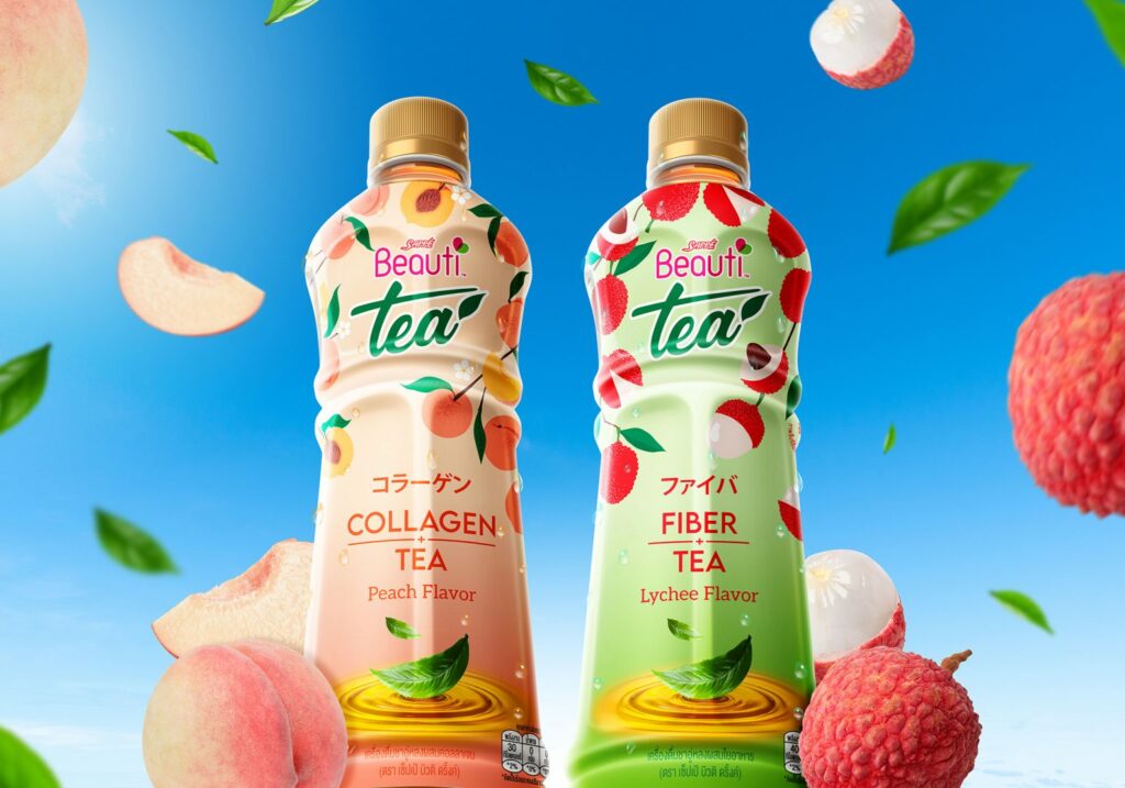 Sappe Beauti Tea products featuring collagen and fibre functional benefits.