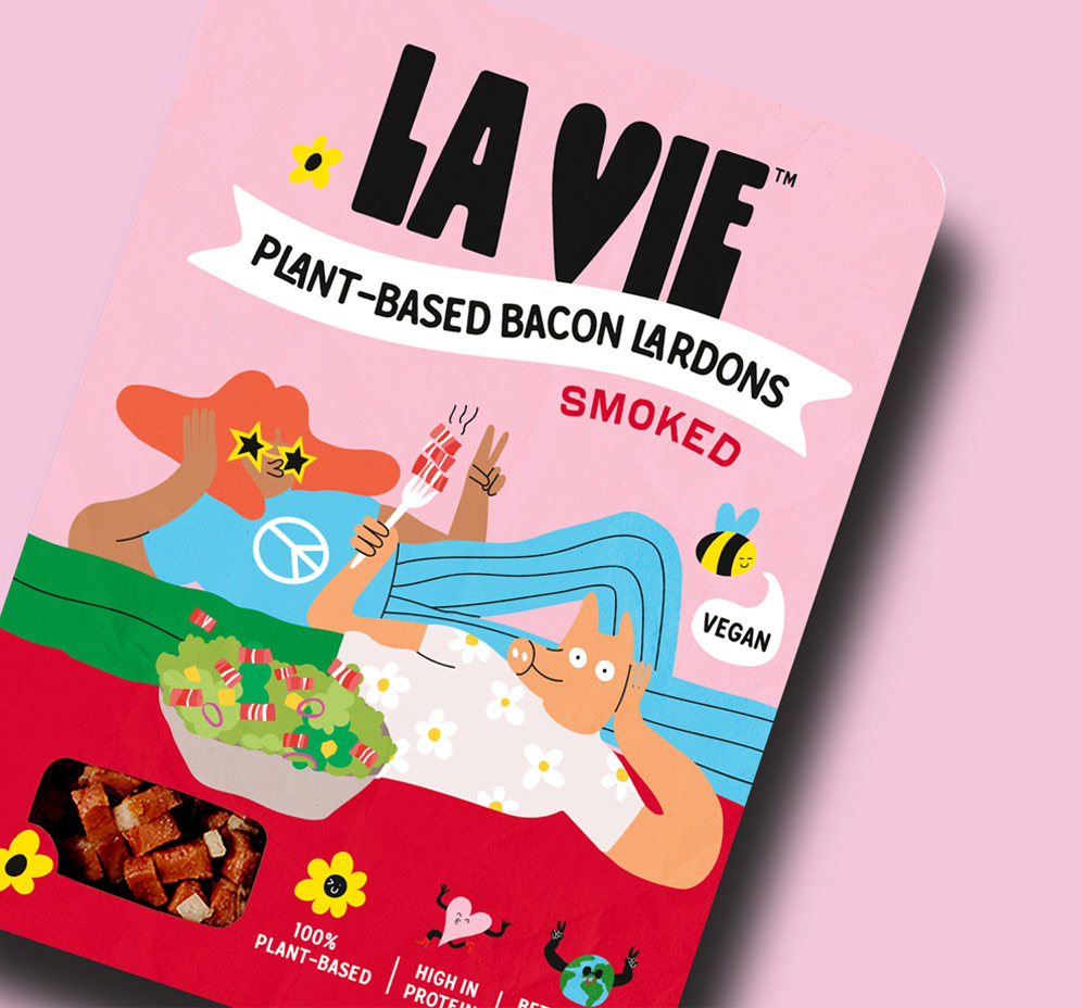La Vie plant-based bacon packaging highlighting culturally driven plant-based innovation.