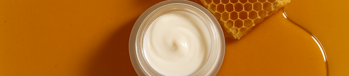 Food imagery in marketing showing honey, cream, and honeycomb symbolizing indulgence and sensory appeal